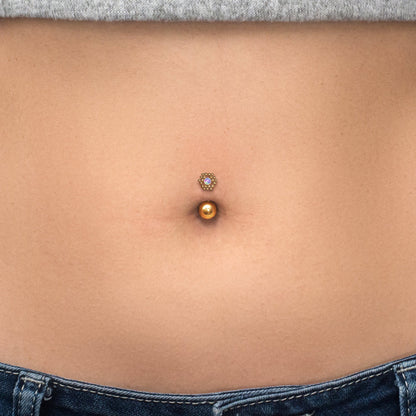 Surgical Steel Belly Button Ring Opal - TitaniumFashion