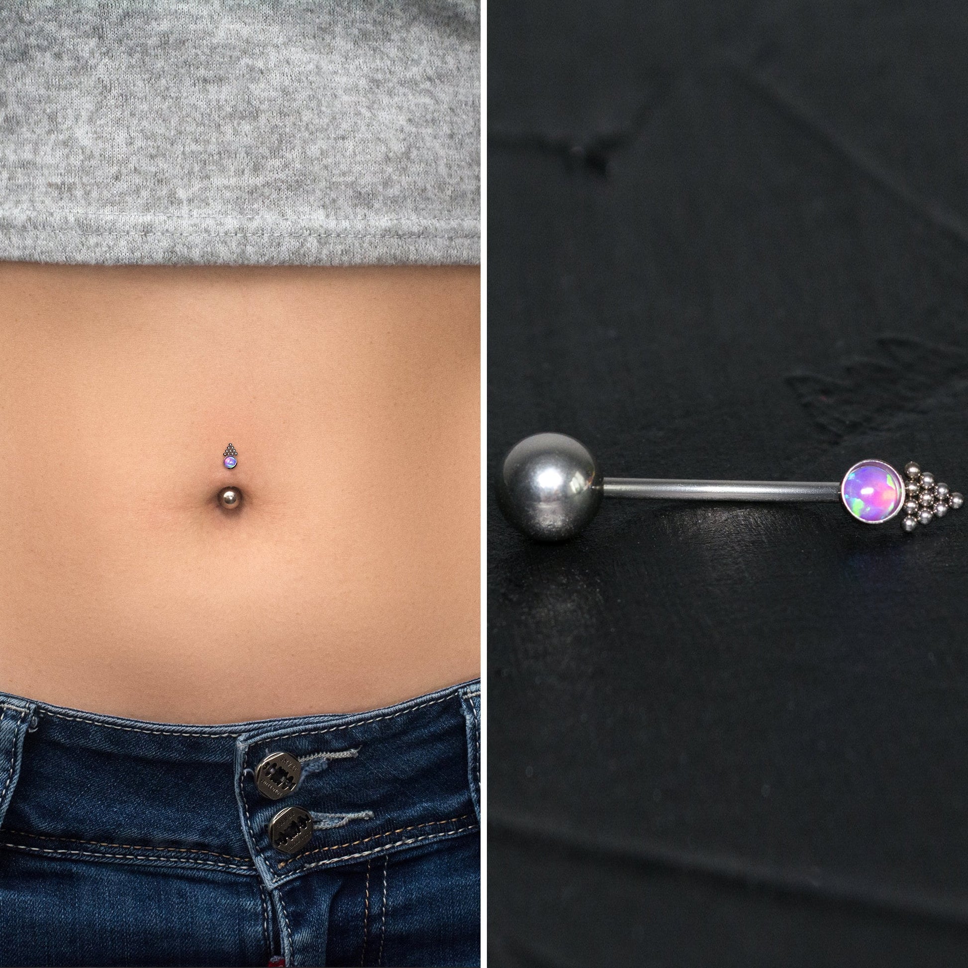 Titanium Belly Ring Opal - TitaniumFashion