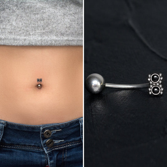 Onyx Belly Button Ring Titanium Implant Grade - TitaniumFashion