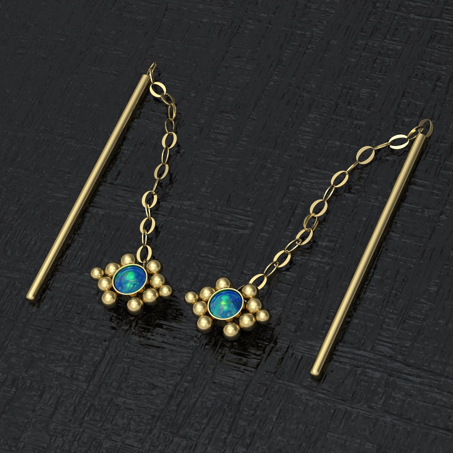 Ear Threader Earrings Opal - TitaniumFashion