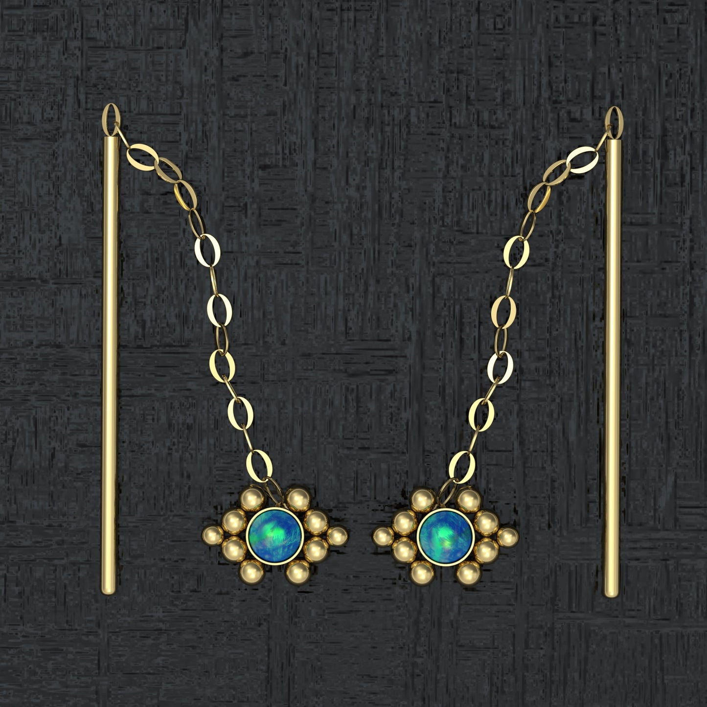 Ear Threader Earrings Opal - TitaniumFashion