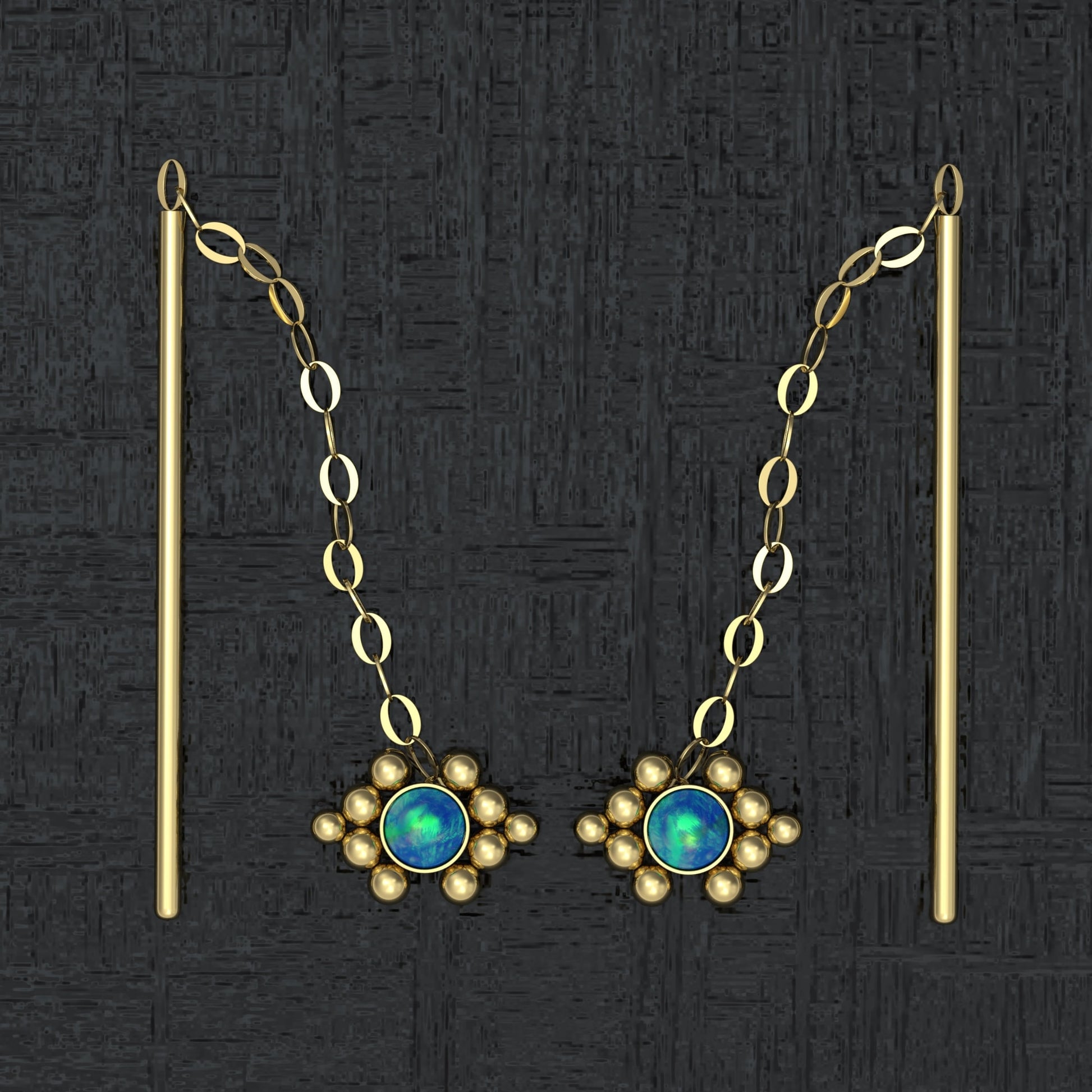 Ear Threader Earrings Opal - TitaniumFashion