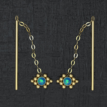 Ear Threader Earrings Opal - TitaniumFashion