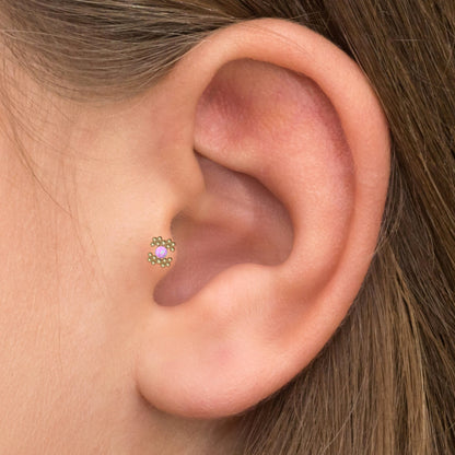 Flat Back Tragus Earring Surgical Steel - TitaniumFashion