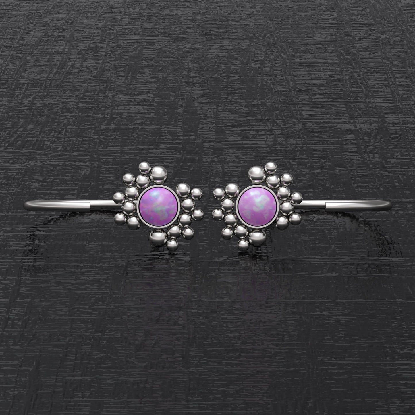 Surgical Steel Open Hoop Earrings Opal - TitaniumFashion