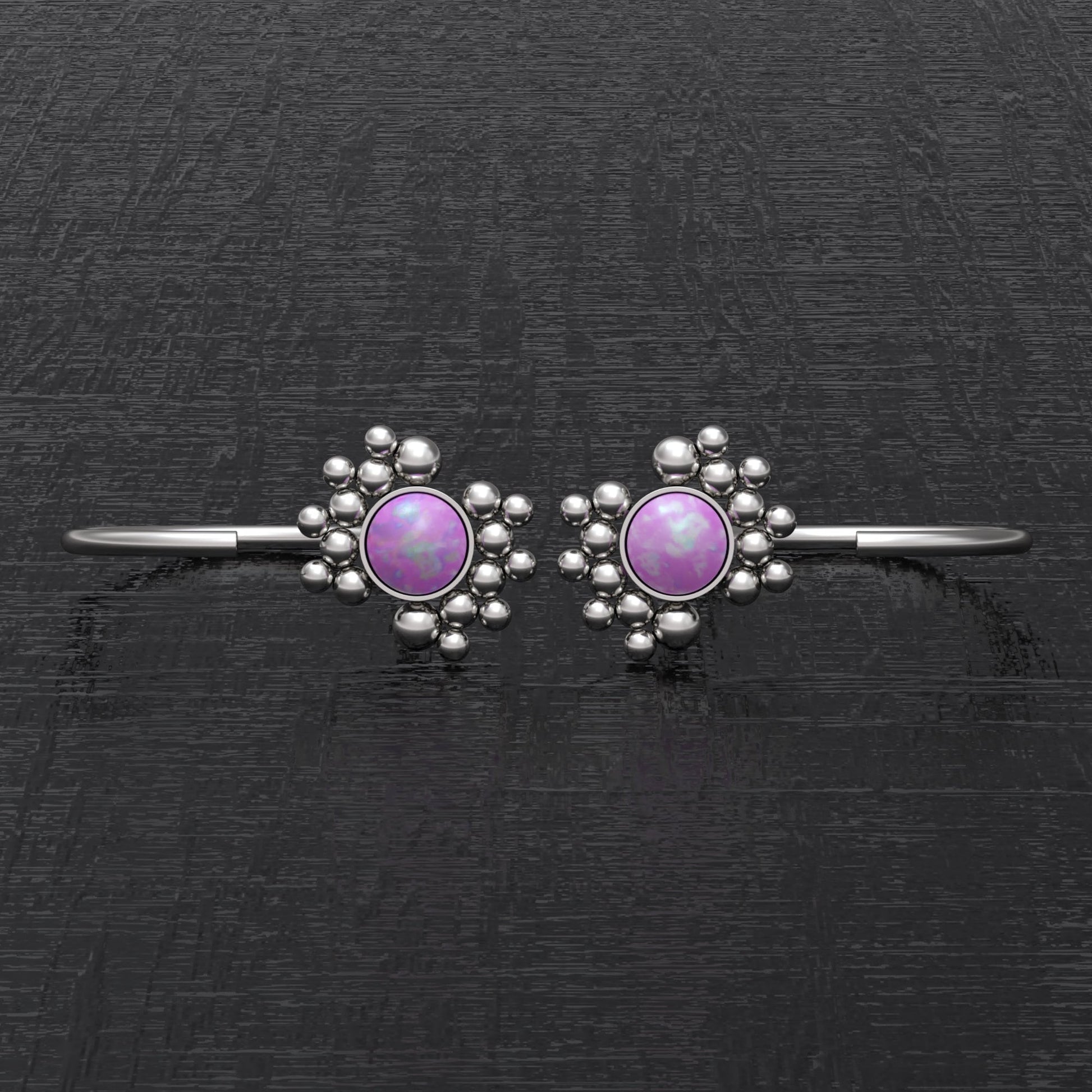 Surgical Steel Open Hoop Earrings Opal - TitaniumFashion