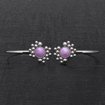 Surgical Steel Open Hoop Earrings Opal - TitaniumFashion