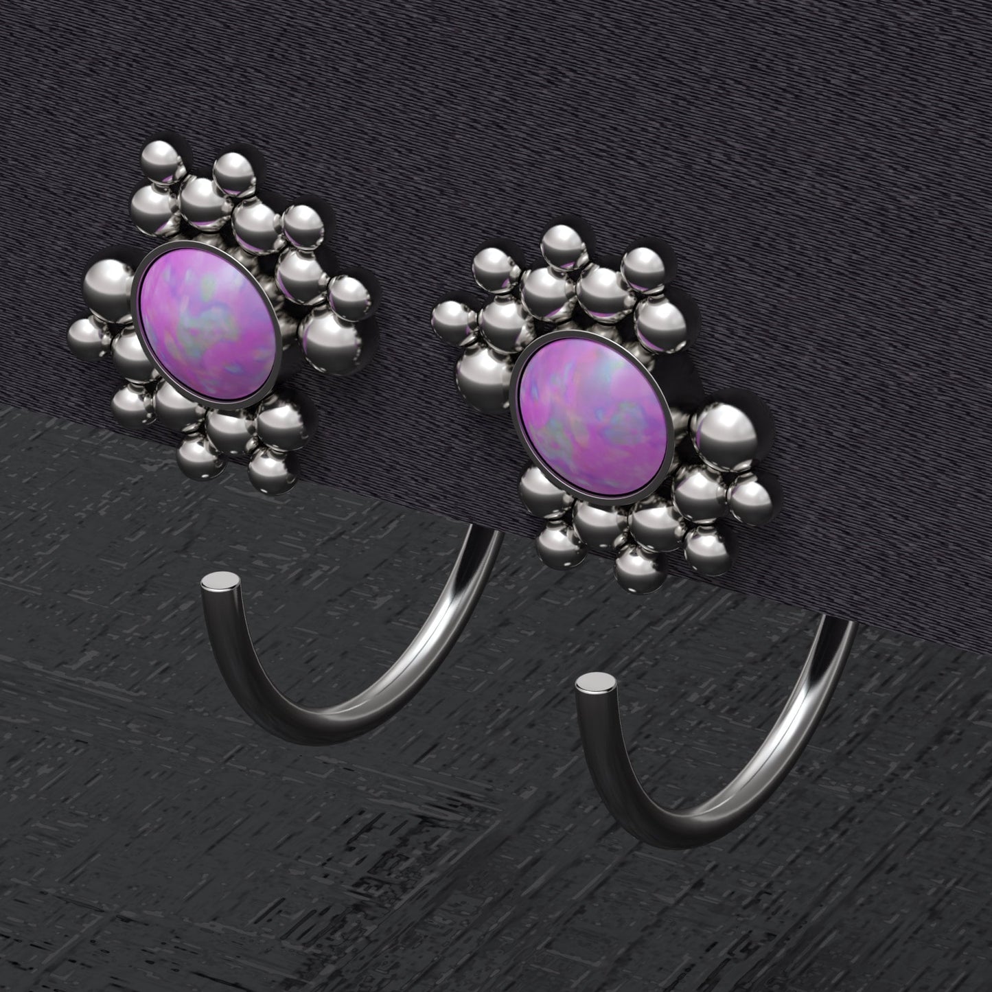 Surgical Steel Open Hoop Earrings Opal - TitaniumFashion