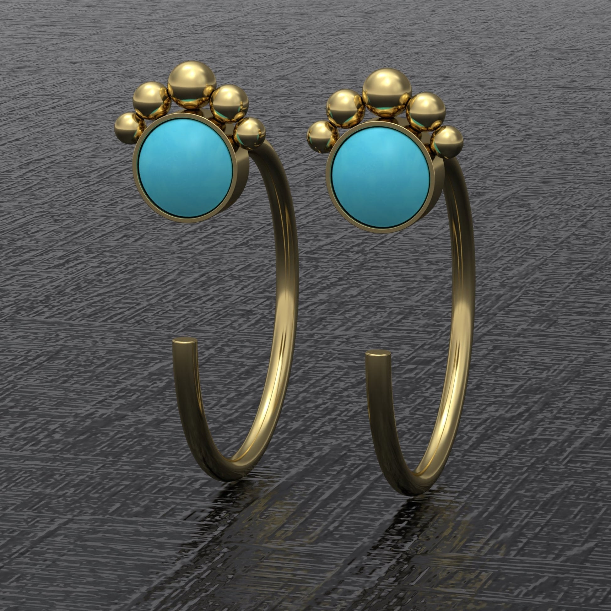 Huggie Hoop Earrings Turquoise - TitaniumFashion