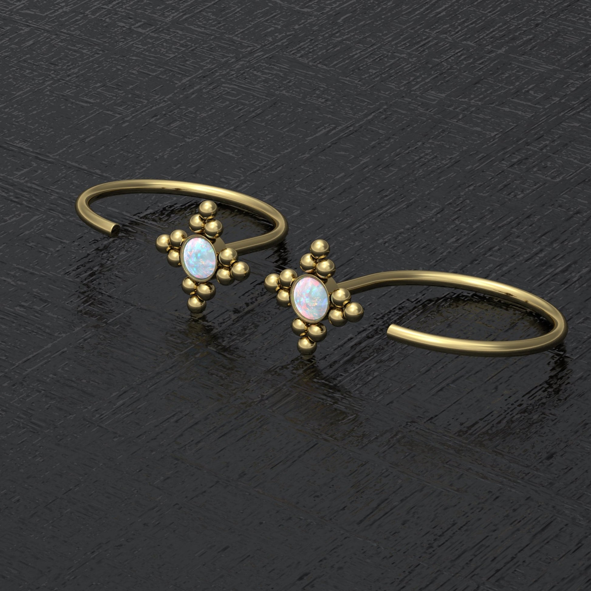 Small Hoop Earrings Opal - TitaniumFashion