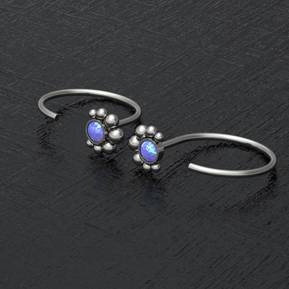 Titanium Small Hoop Earrings Opal - TitaniumFashion