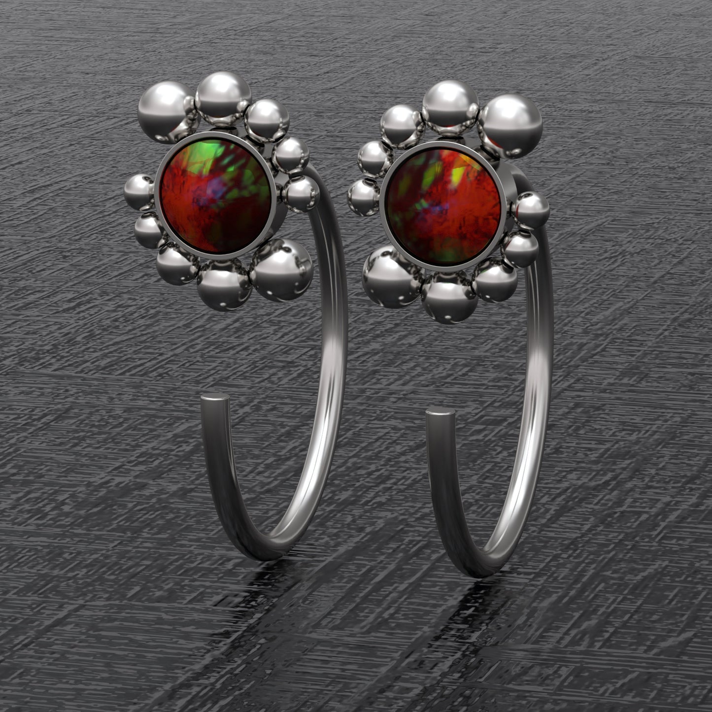 Huggie Hoop Earrings Opal - TitaniumFashion