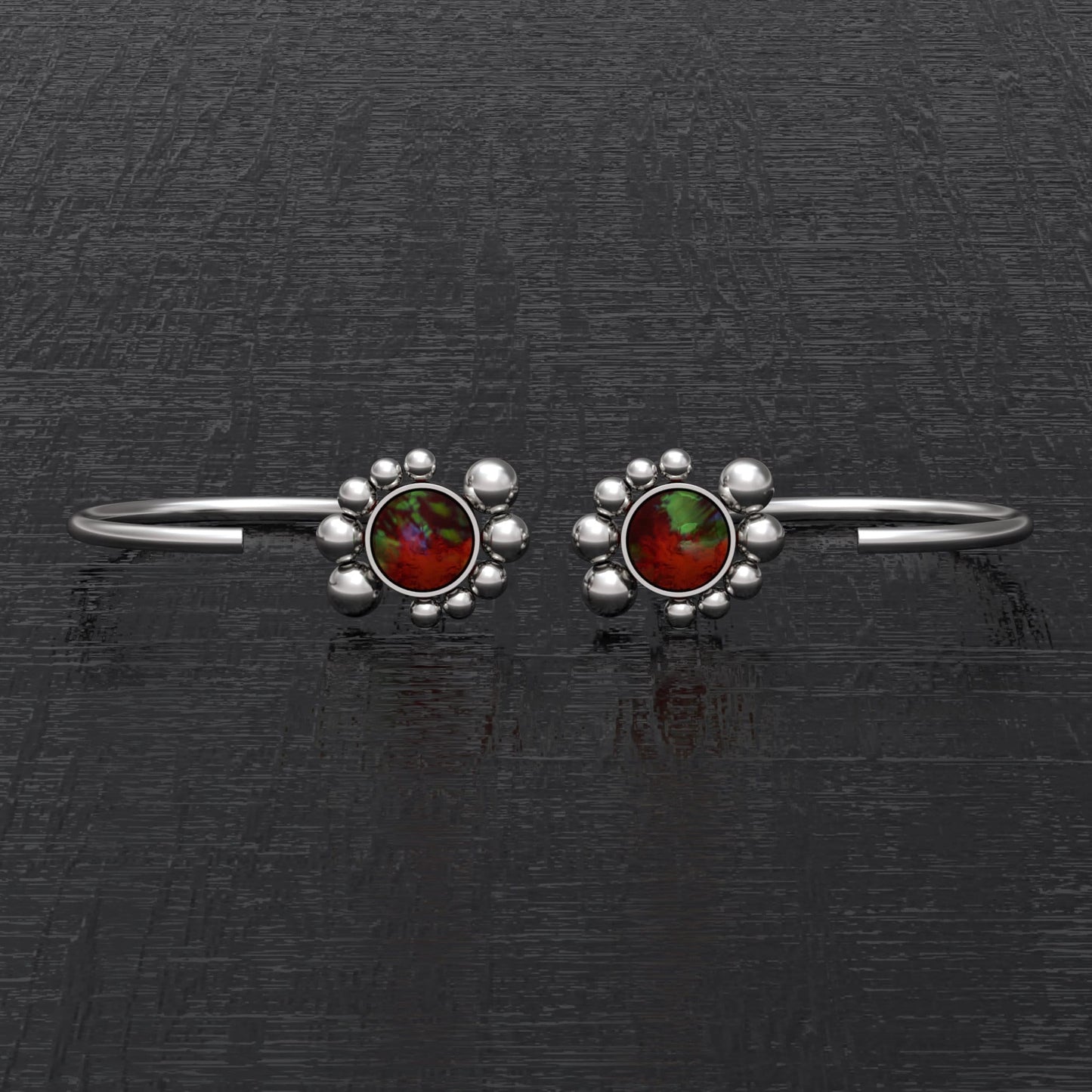 Huggie Hoop Earrings Opal - TitaniumFashion