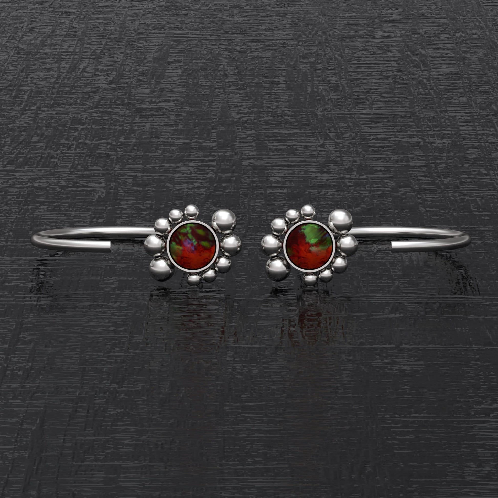 Huggie Hoop Earrings Opal - TitaniumFashion