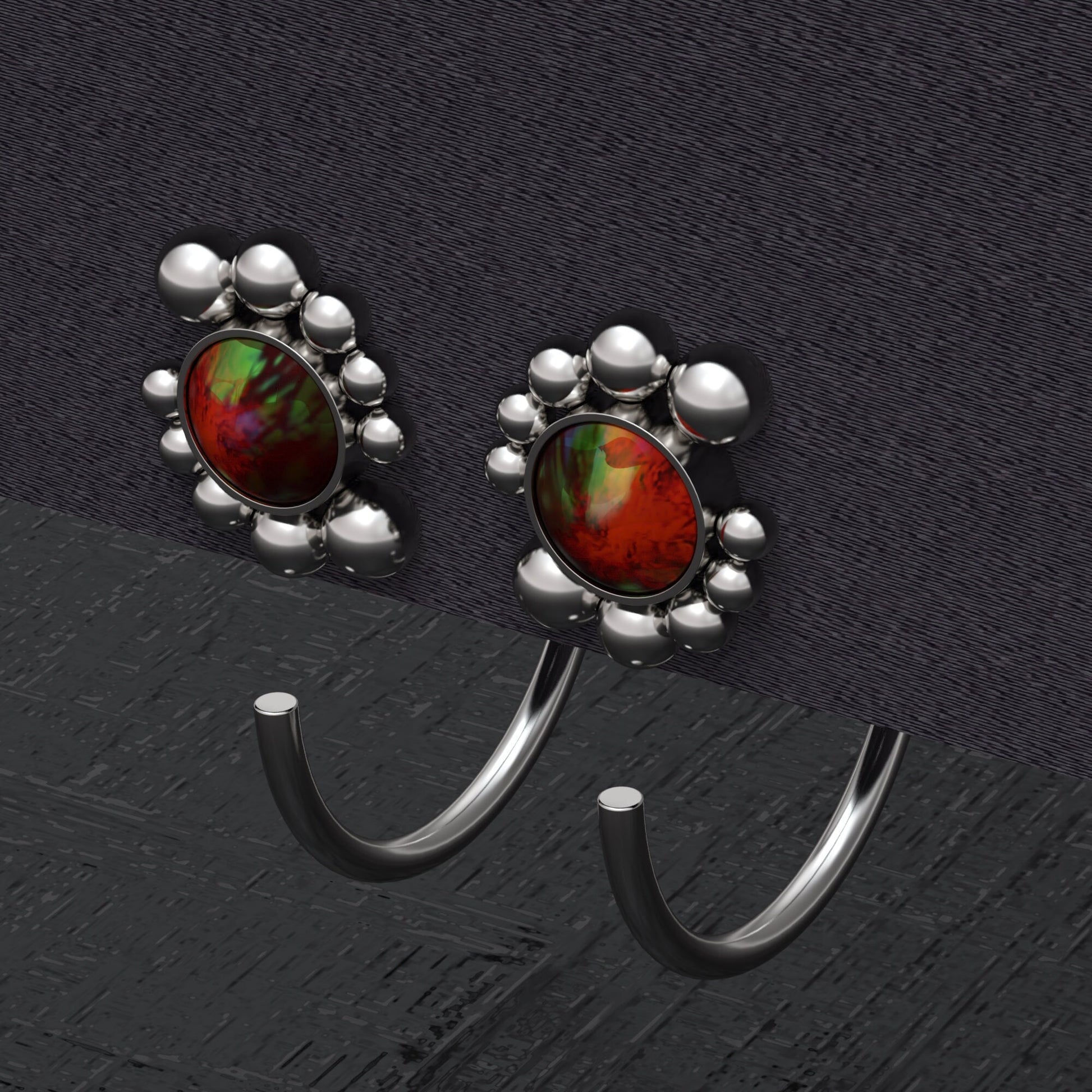 Huggie Hoop Earrings Opal - TitaniumFashion