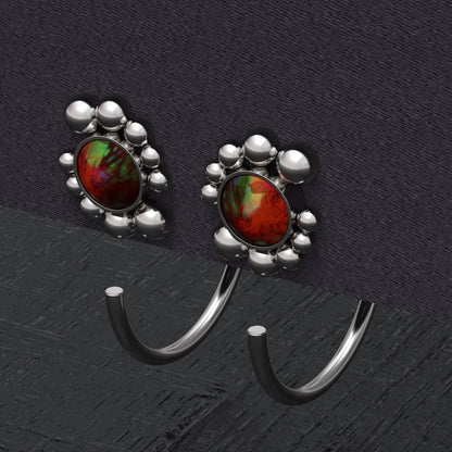 Huggie Hoop Earrings Opal - TitaniumFashion