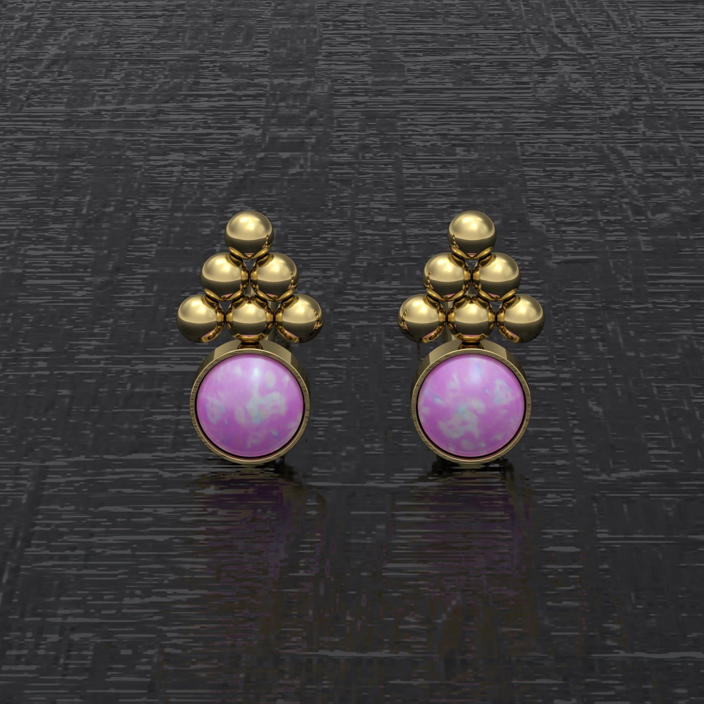 Simple Stud Earrings Opal - TitaniumFashion