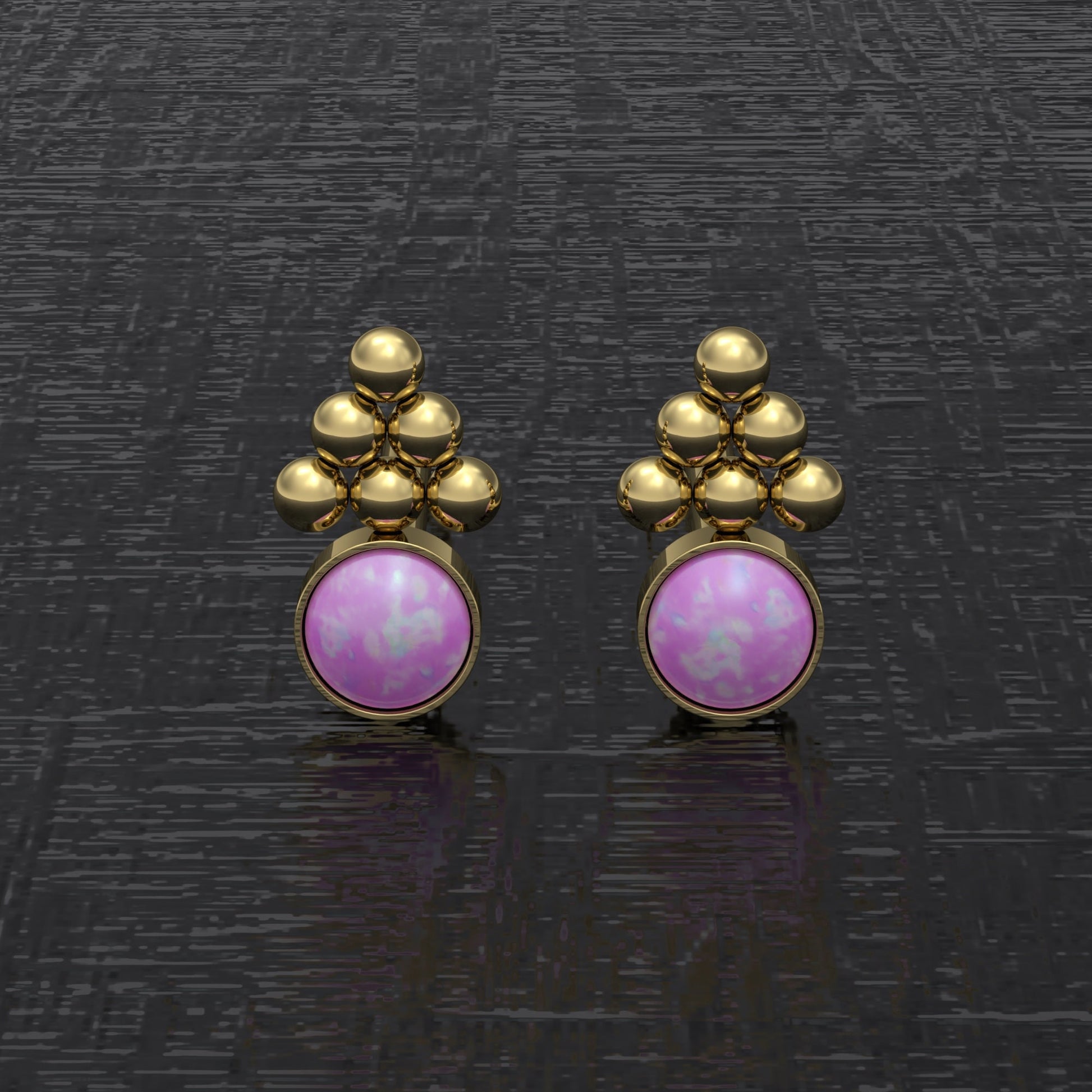 Simple Stud Earrings Opal - TitaniumFashion