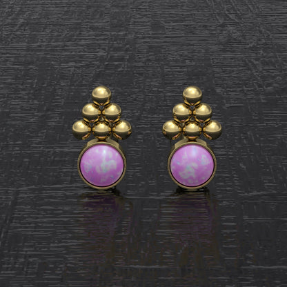 Simple Stud Earrings Opal - TitaniumFashion