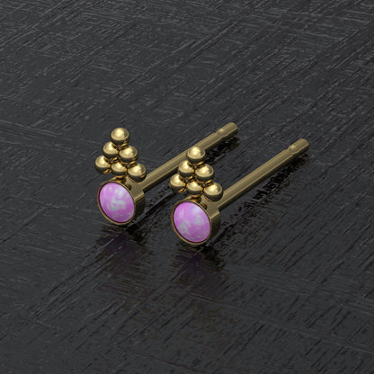 Simple Stud Earrings Opal - TitaniumFashion