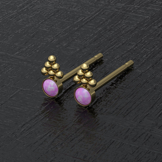 Simple Stud Earrings Opal - TitaniumFashion