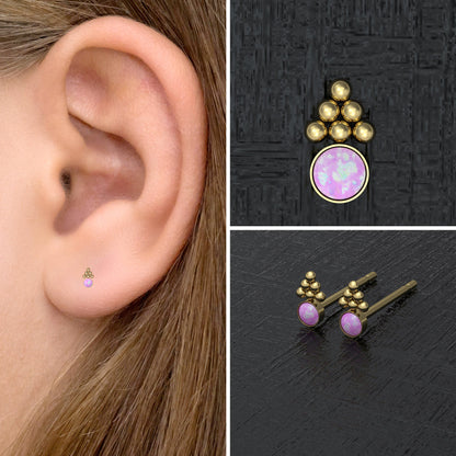 Simple Stud Earrings Opal - TitaniumFashion