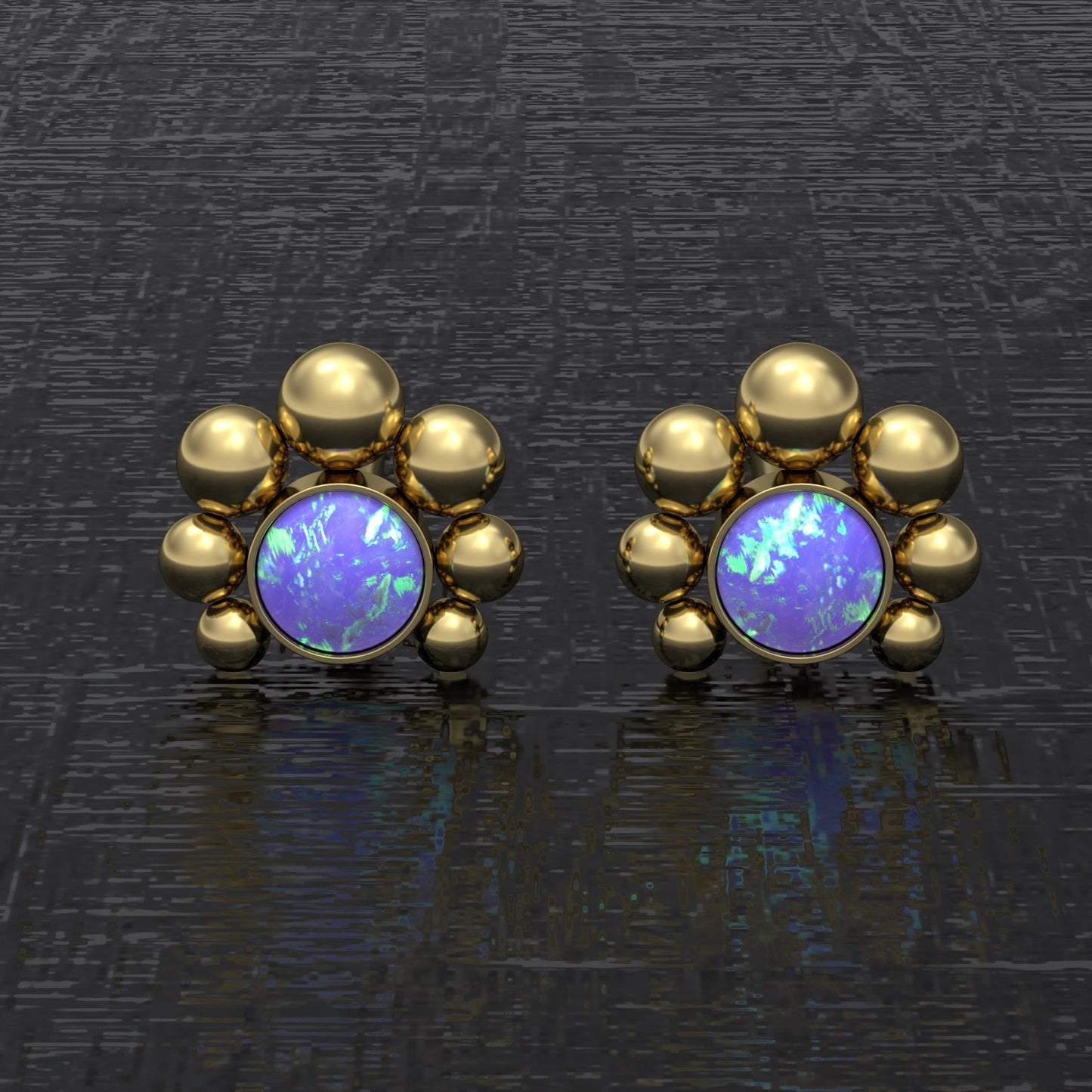 Opal Post Earrings Surgical Steel - TitaniumFashion