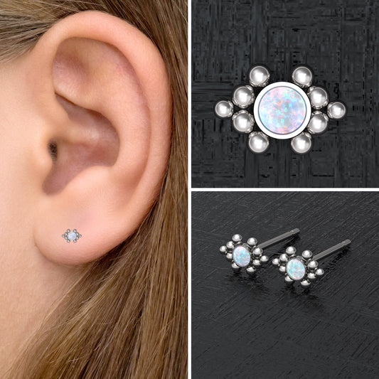 Opal Small Stud Earrings - TitaniumFashion