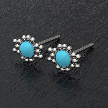 Simple Stud Earrings Turquoise - TitaniumFashion