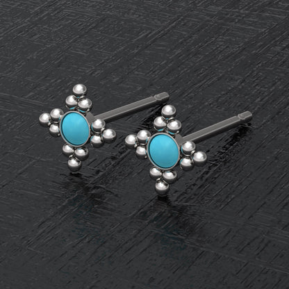 Turquoise Small Stud Earrings - TitaniumFashion