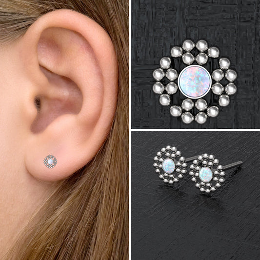 Opal Small Stud Earrings - TitaniumFashion