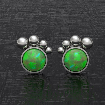 Opal Small Stud Earrings Titanium - TitaniumFashion