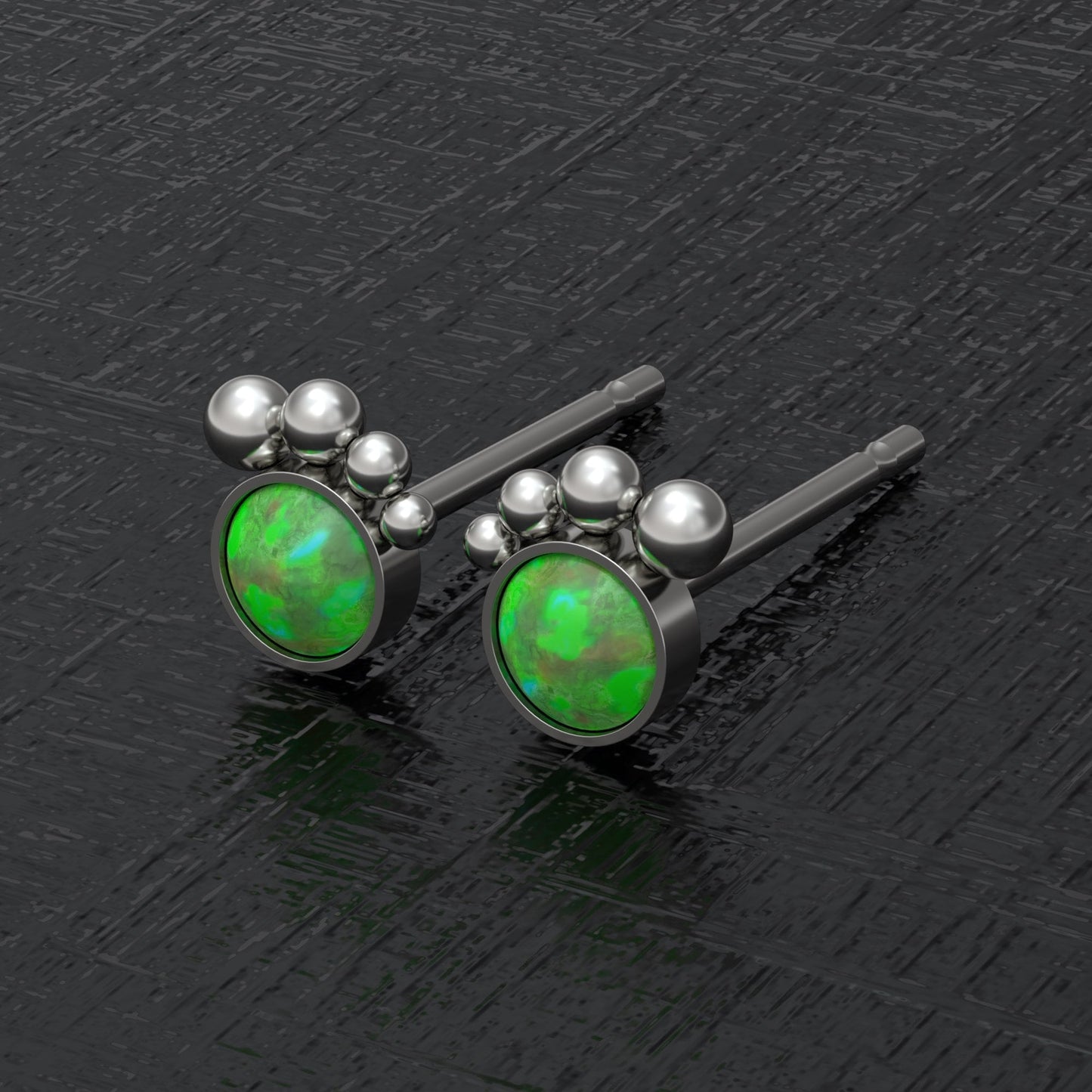 Opal Small Stud Earrings Titanium - TitaniumFashion