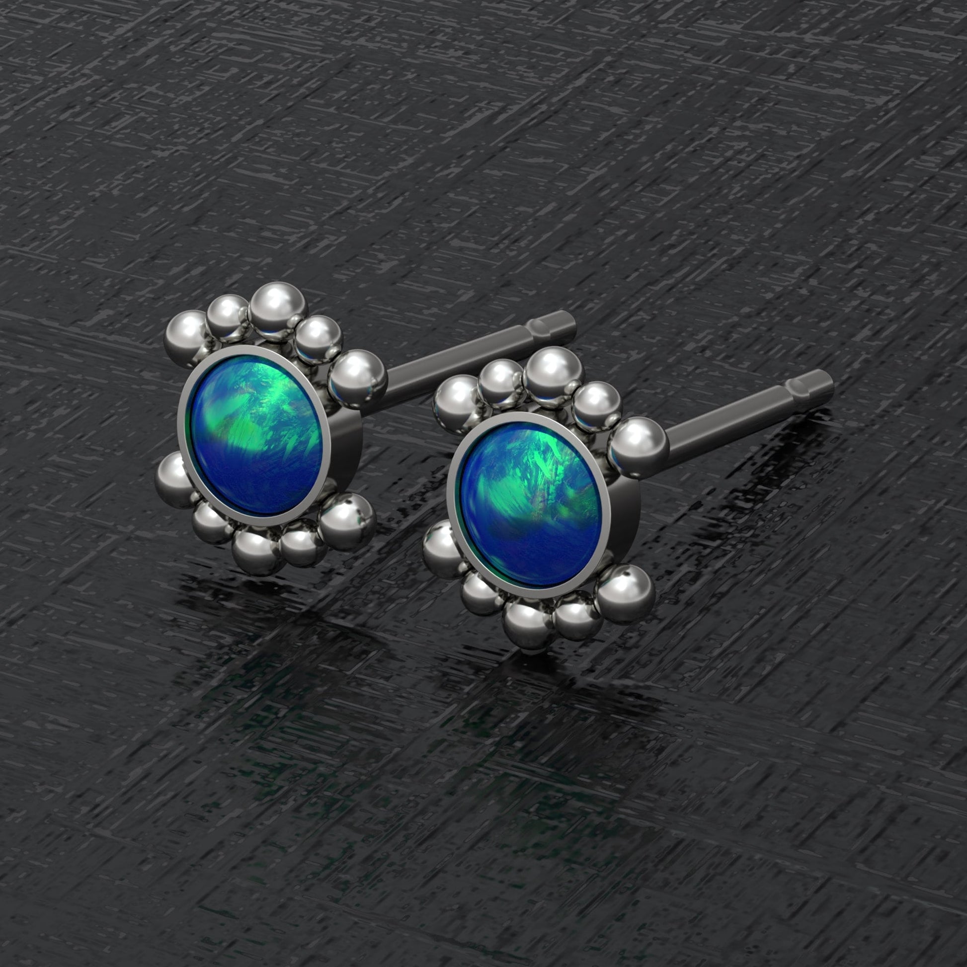 Opal Small Stud Earrings Titanium - TitaniumFashion