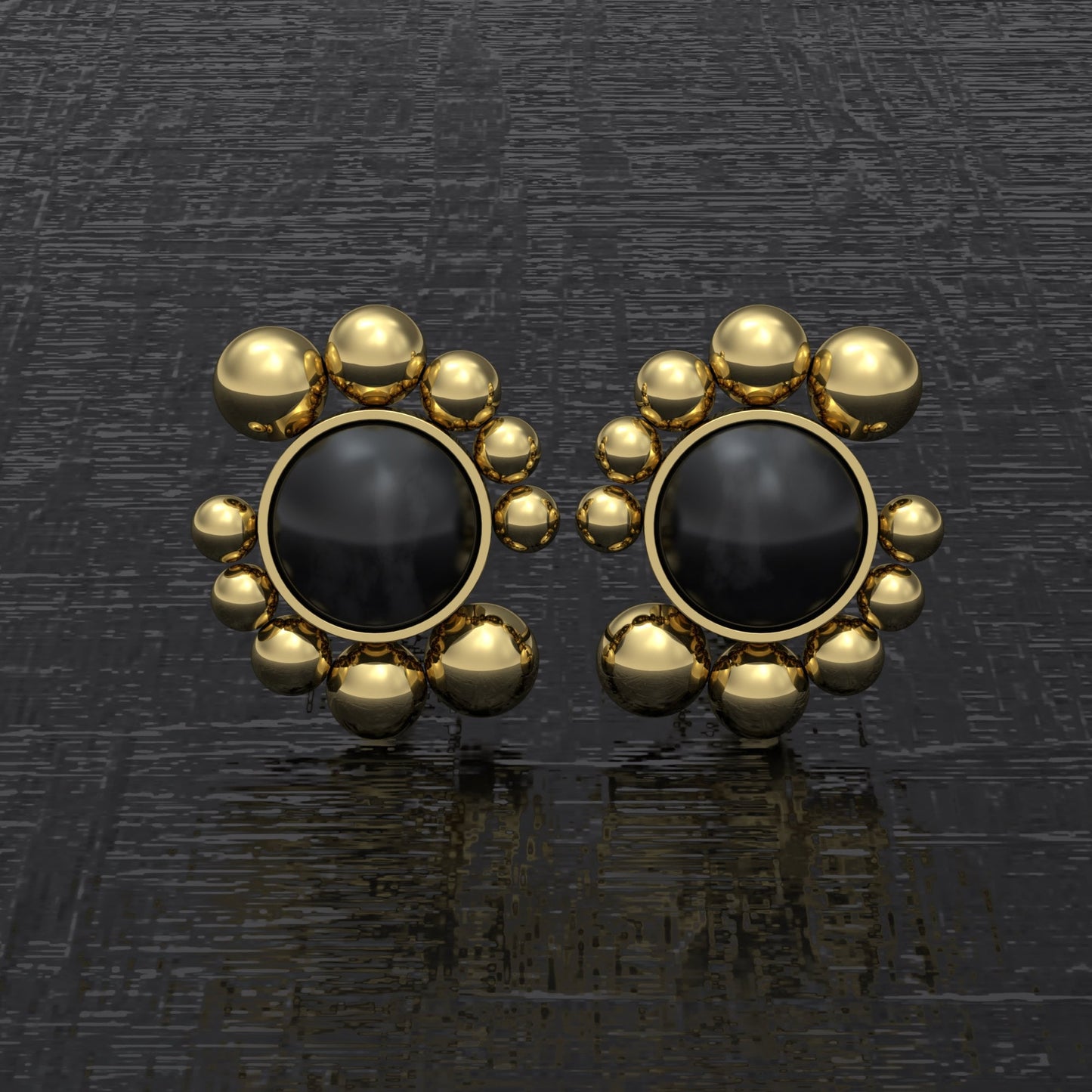 Onyx Post Earrings Surgical Steel - TitaniumFashion