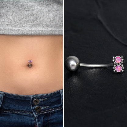 Opal Belly Button Ring Surgical Steel - TitaniumFashion