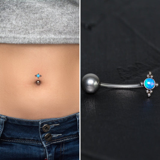 Titanium Belly Button Ring Opal - TitaniumFashion