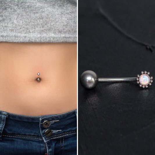 Opal Belly Ring Titanium - TitaniumFashion