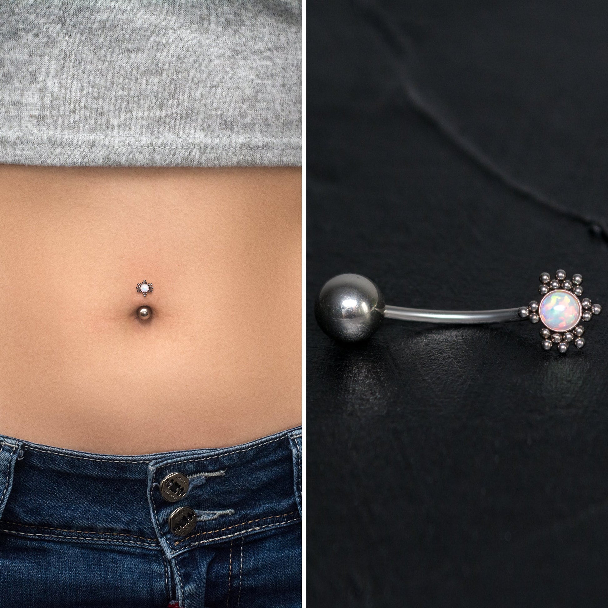 Titanium Belly Ring Opal - TitaniumFashion