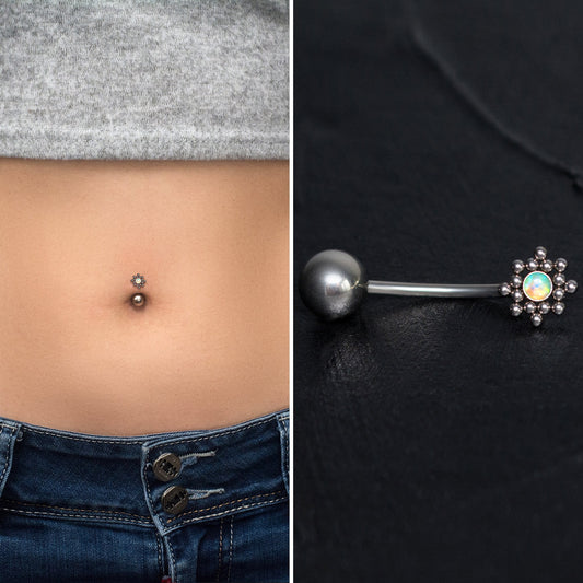 Opal Belly Ring Titanium - TitaniumFashion