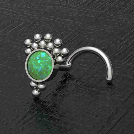 Opal Nose Bone Stud Titanium - TitaniumFashion