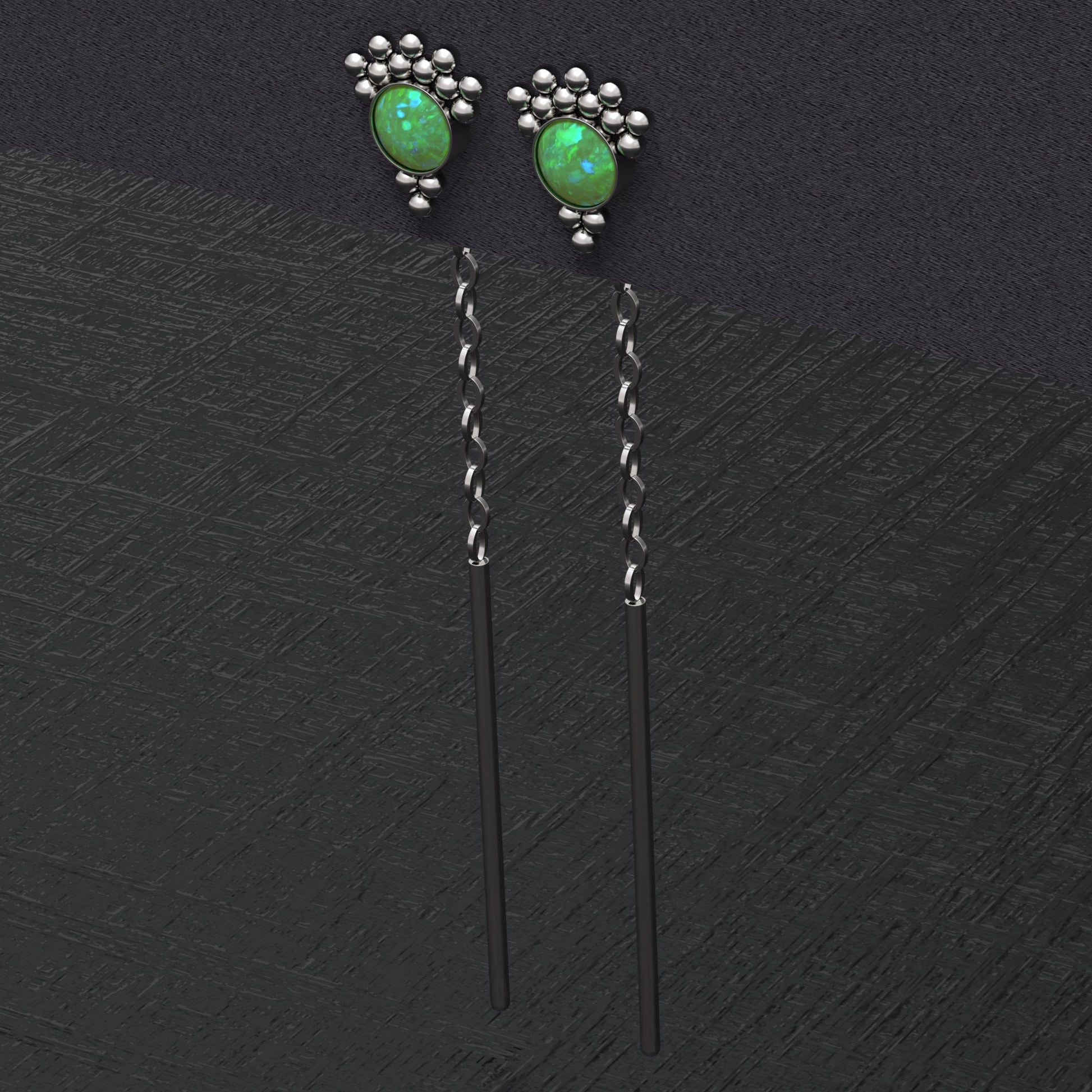 Opal Drop Dangle Earrings Surgical Steel - TitaniumFashion