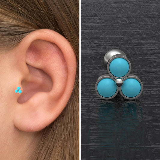 Titanium Conch Barbell Turquoise - TitaniumFashion