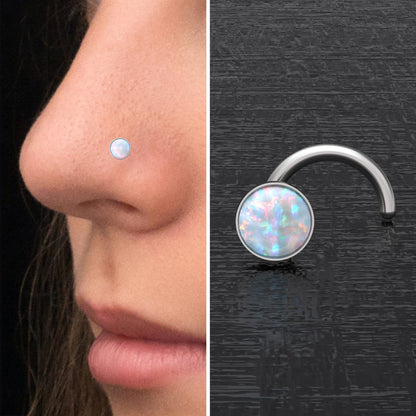 Opal Nose Bone Stud Surgical Steel - TitaniumFashion