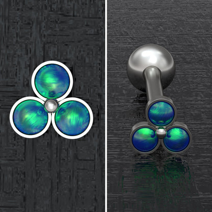 Titanium Tongue Ring Opal - TitaniumFashion