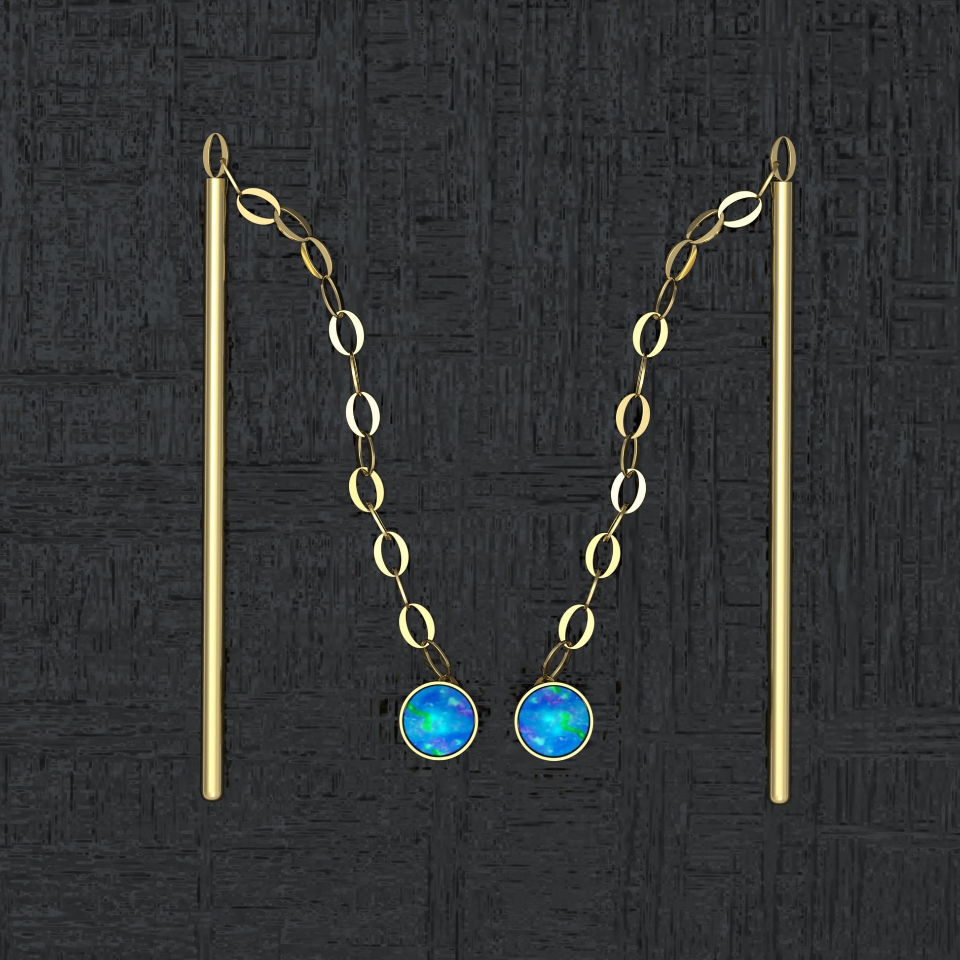 Drop Chain Earrings Opal - TitaniumFashion