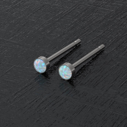 Minimalist Stud Earrings Opal - TitaniumFashion