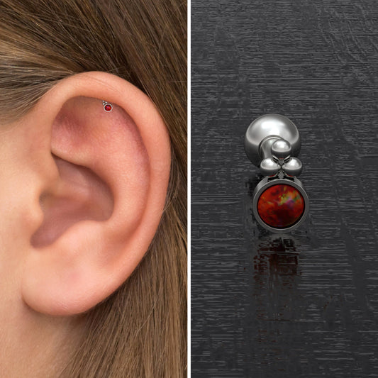 Titanium Cartilage Earring Stud Opal - TitaniumFashion