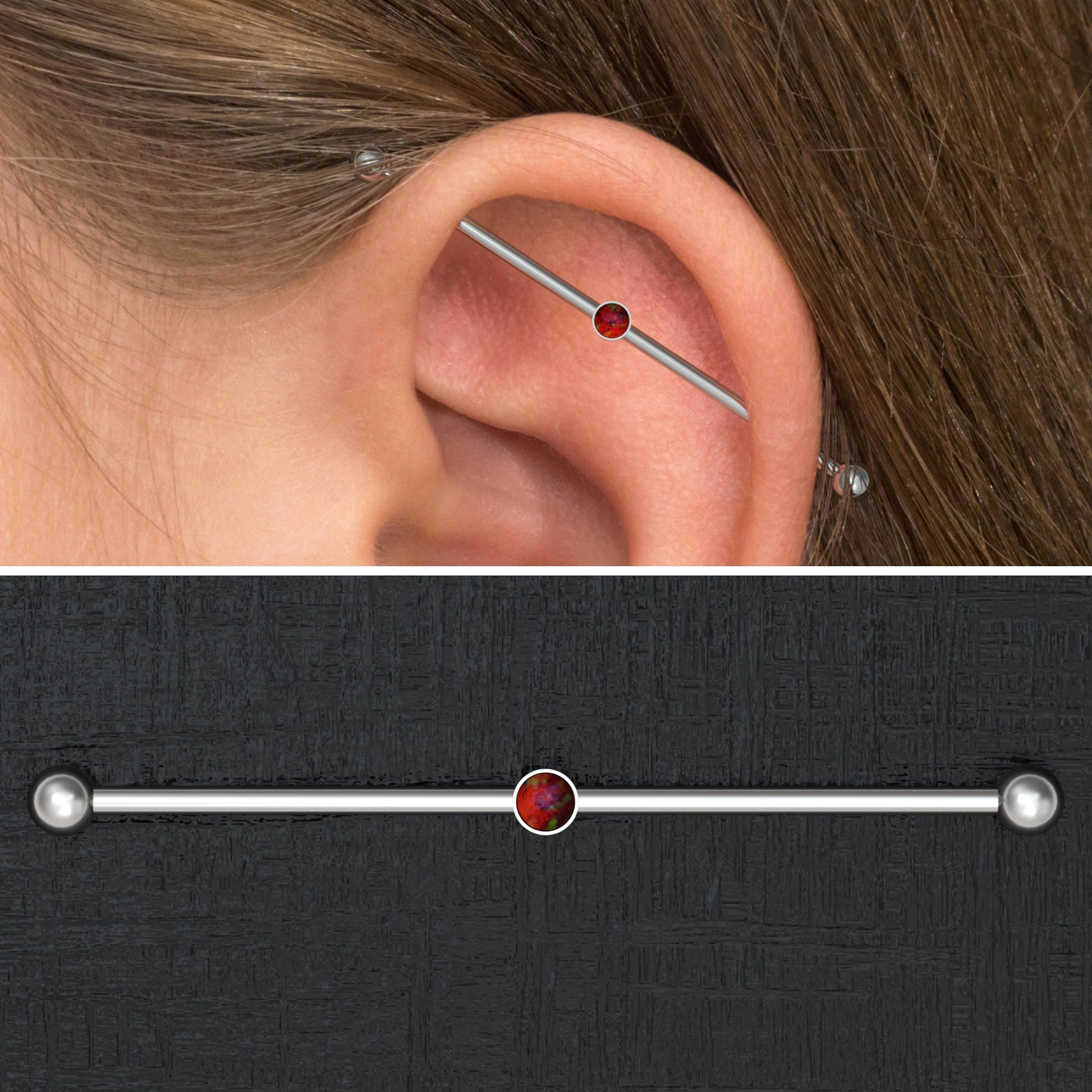 Opal Industrial Piercing 14g - TitaniumFashion