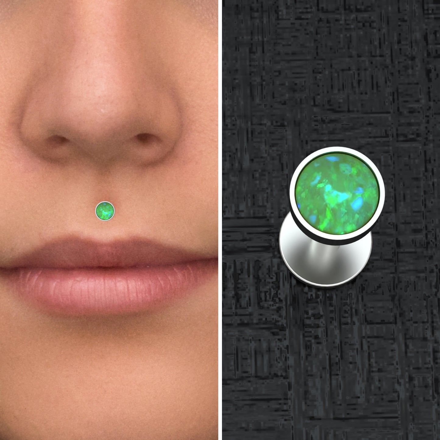Opal Lip Piercing Titanium Implant Grade - TitaniumFashion